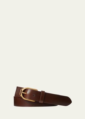 Men's Wellington Stirrup-Buckle Leather Belt