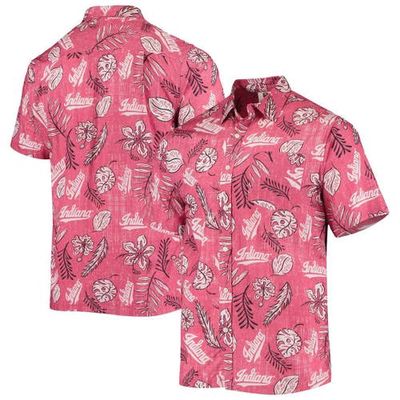 Men's Wes & Willy Crimson Indiana Hoosiers Vintage Floral Button-Up Shirt