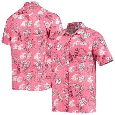 Men's Wes & Willy Crimson Washington State Cougars Vintage Floral Button-Up Shirt