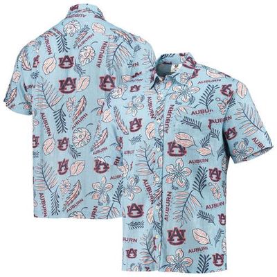 Men's Wes & Willy Light Blue Auburn Tigers Vintage Floral Button-Up Shirt