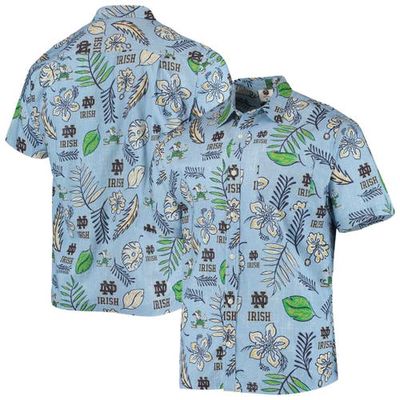 Men's Wes & Willy Light Blue Notre Dame Fighting Irish Vintage Floral Button-Up Shirt