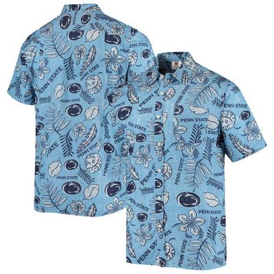 Men's Wes & Willy Light Blue Penn State Nittany Lions Vintage Floral Button-Up Shirt