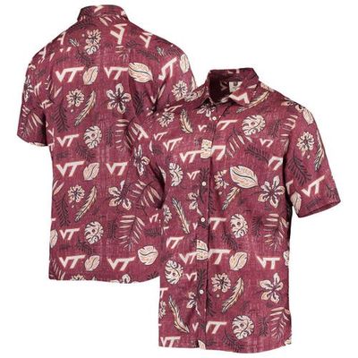 Men's Wes & Willy Maroon Virginia Tech Hokies Vintage Floral Button-Up Shirt