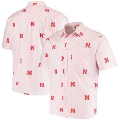 Men's Wes & Willy Pink Nebraska Huskers Button-Up Seersucker Shirt