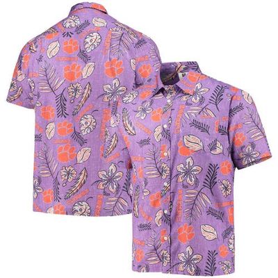 Men's Wes & Willy Purple Clemson Tigers Vintage Floral Button-Up Shirt
