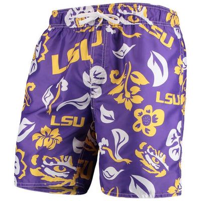 Men's Wes & Willy Purple LSU Tigers Floral Volley Swim Trunks