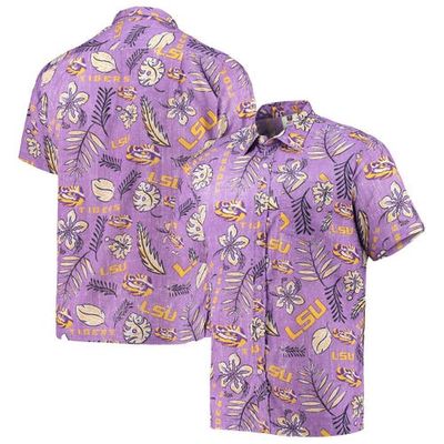 Men's Wes & Willy Purple LSU Tigers Vintage Floral Button-Up Shirt