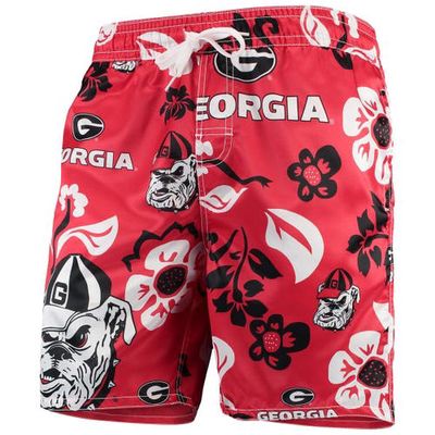 Men's Wes & Willy Red Georgia Bulldogs Floral Volley Swim Trunks