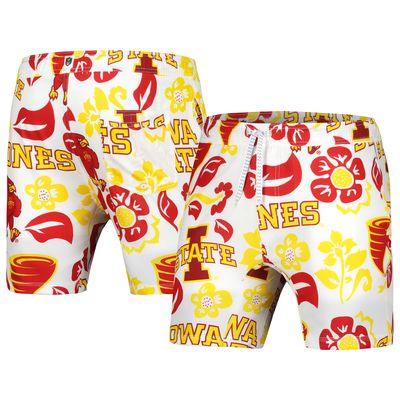 Men's Wes & Willy White Iowa State Cyclones Vault Tech Swimming Trunks