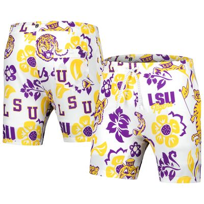 Men's Wes & Willy White LSU Tigers Vault Tech Swimming Trunks