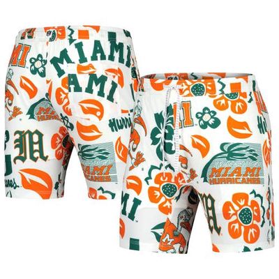 Men's Wes & Willy White Miami Hurricanes Vault Tech Swimming Trunks