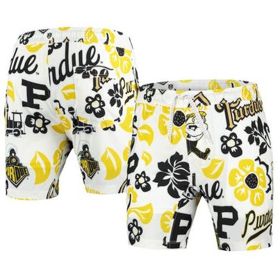 Men's Wes & Willy White Purdue Boilermakers Vault Tech Swimming Trunks