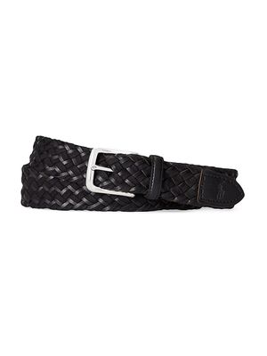 Men's Westend Braided Leather Belt - Black - Size 34