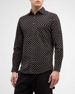 Men's Whitmore Printed Corduroy Casual Button-Down Shirt
