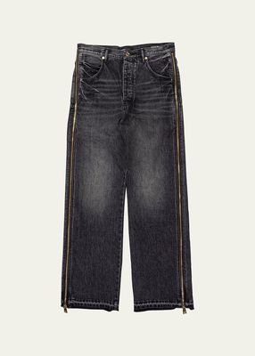 Men's Wide-Leg Jeans with Side Zippers