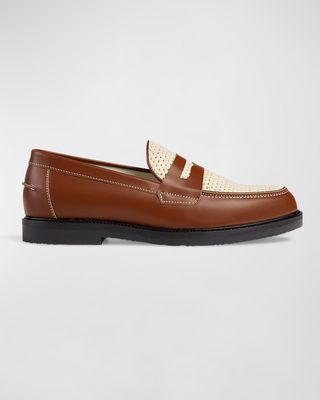 Men's Wilde Rattan and Leather Penny Loafers