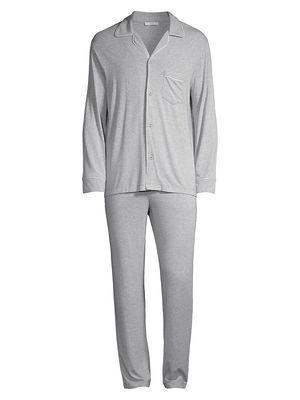 Men's William 2-Piece Piped Pajama Set - Heather Grey Ivory - Size Small