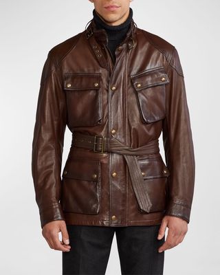 Men's Willis 4-Pocket Belted Leather Jacket