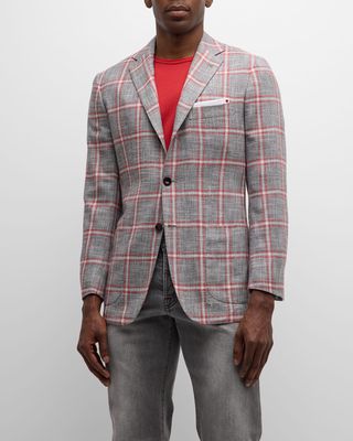 Men's Windowpane Cashmere-Cotton Sport Coat