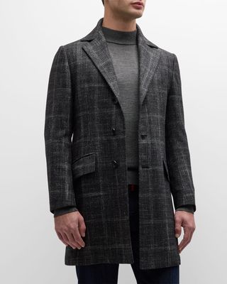 Men's Windowpane Cashmere Top Coat