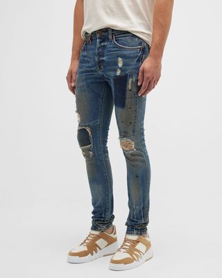 Men's Windsor Washed Repair Jeans - Noir Collection