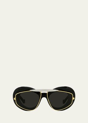 Men's Wing Double-Frame Geometric Sunglasses