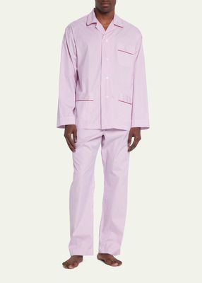 Men's Winkle-Free Cotton Long Pajama Set