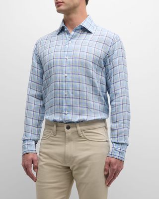 Men's Woodlawn Linen Check Sport Shirt