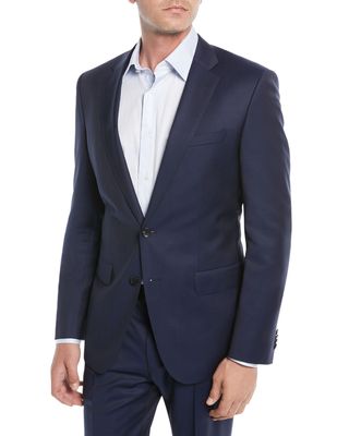 Men's Wool Basic Two-Piece Suit, Blue