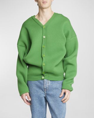 Men's Wool-Blend Button-Front Cardigan