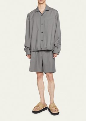 Men's Wool-Blend Toggle-Hem Overshirt