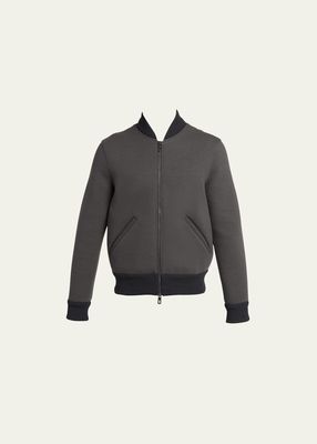 Men's Wool-Blend Zip Front Bomber Jacket