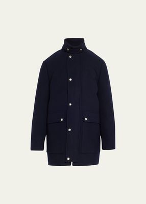 Men's Wool-Cashmere Car Coat with Removable Lining