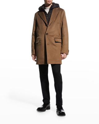 Men's Wool-Cashmere Coat w/ Removable Bib