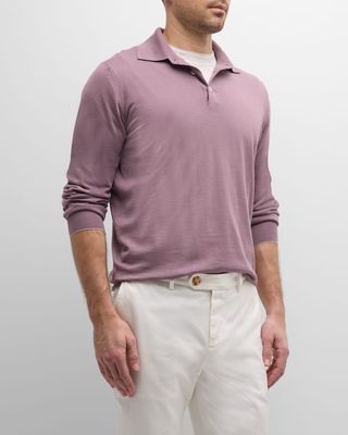 Men's Wool-Cashmere Dress Polo Shirt