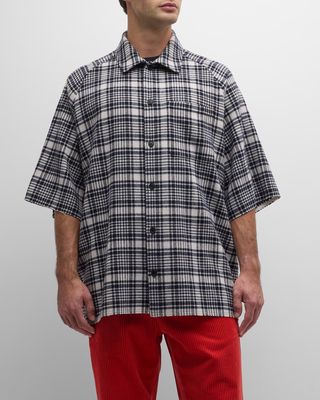 Men's Wool-Cashmere Plaid Button-Down Shirt