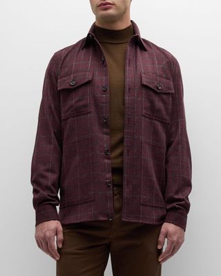 Men's Wool-Cashmere Plaid Overshirt