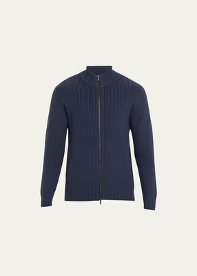 Men's Wool English Rib Zip Sweater