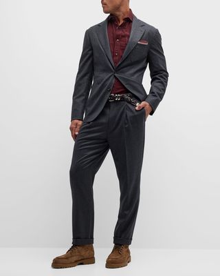 Men's Wool Flannel Patch-Pocket Suit
