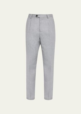 Men's Wool Flannel Single-Pleated Pants
