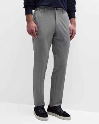Men's Wool Flat-Front Trousers