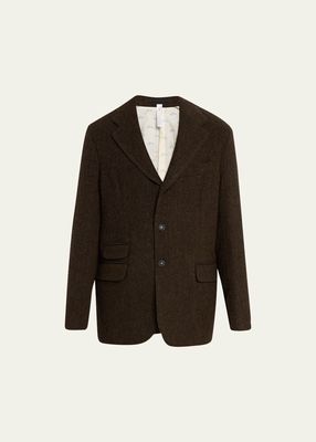 Men's Wool Herringbone Single-Breasted Sport Coat