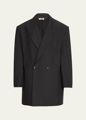 Men's Wool Jacquard California Double-Breasted Blazer