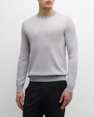 Men's Wool Micro-Geometric Knit Crewneck Sweater