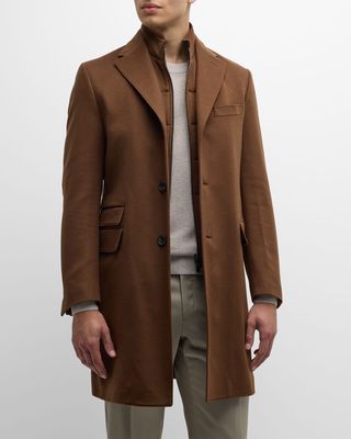 Men's Wool Overcoat with Detachable Liner