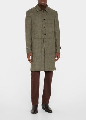 Men's Wool Plaid Topcoat