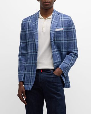 Men's Wool-Silk Plaid Sport Coat