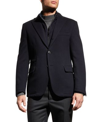 Men's Wool Sport Jacket with Removable Bib