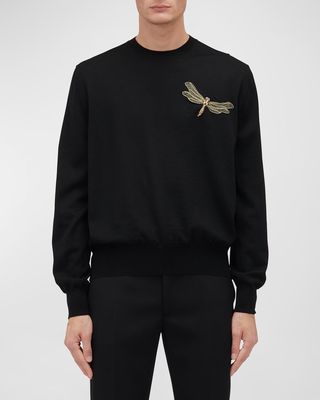 Men's Wool Sweater with Dragonfly