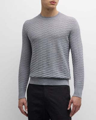 Men's Wool Textured Knit Crewneck Sweater